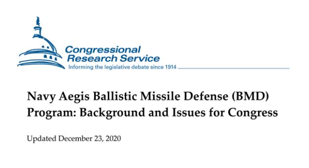 Rapport au Congrès sur la défense antimissile balistique Aegis